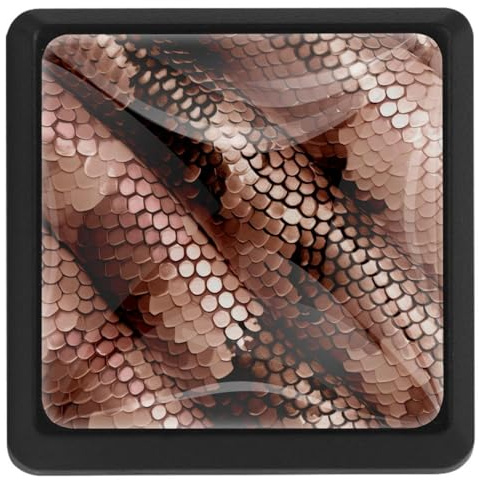 Square Drawer Pulls and Knobs,Handles for Cabinets and Drawers,3Pcs,Animal Texture Snake Print,Closet Door Knobs
