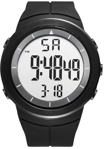 JewelryWe Herrenuhr Gummi Militär Digitaluhr: Schwarz Herren 30m Wasserdicht Elektronische Digital Armbanduhr Multifunktionale Sport Uhr mit Kalender Wecker Stoppuhr EL-Hintergrundbeleuchtung