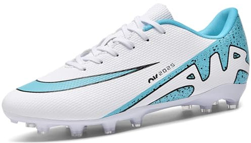 WOWEI Botas de Fútbol Hombre Profesionales Zapatillas de Fútbol Spike Aire Libre Niños Hombre Calzado de Fútbol Atletismo Atletismo Training Zapatos de Fútbol Tacos (Blanco-3, 40EU)