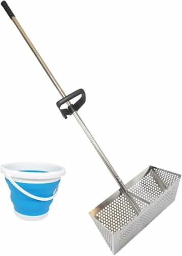 YuWangg Rastrello da Spiaggia,setaccio,Rastrello a Mano a Palo Lungo,Robusto e Durevole, Pieghevole,Ergonomico,Adatto a spiagge, Laghi e stagni