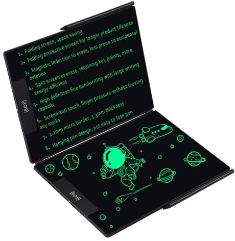 EMEBAY - Tableta de escritura con pantalla plegable LCD de 14,3, bloc de notas digital ultra delgado para niños y adultos, bloc de notas borrable para tableta, redacción, dibujo, deja un mensaje