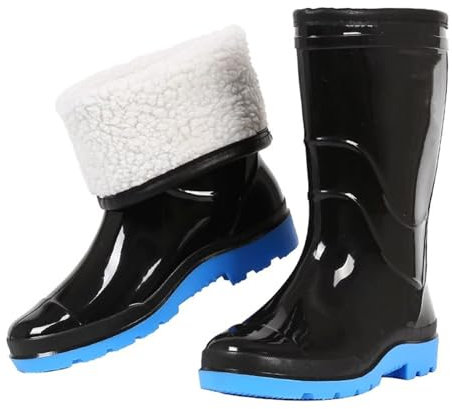 IBOWZ Waders Pesca Stivali da Pesca da Uomo Alti Fino al Ginocchio, Stivali da Pioggia Invernali Imbottiti e Caldi per l'agricoltura all'aperto