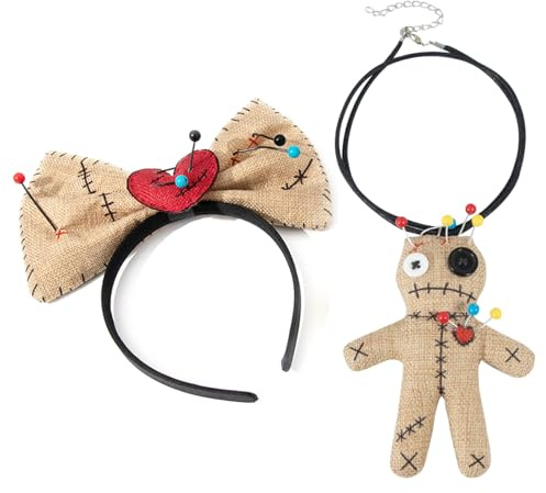 NOLOWY Halloween Cosplay Hairhoop Bowknot Haarband Voodoo Halskette Kostüm Stirnband Erwachsene Thema Party Subkulturen Kopfbedeckung