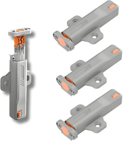 4 Pcs Push to Open Door Catches, Strong 30 N Spring Release Heavy Duty Push to Open Latch, Door Catches for Internal Doors, Self Closing Push Latch, Suitable for Kitchen Closets Wardrobes Closures