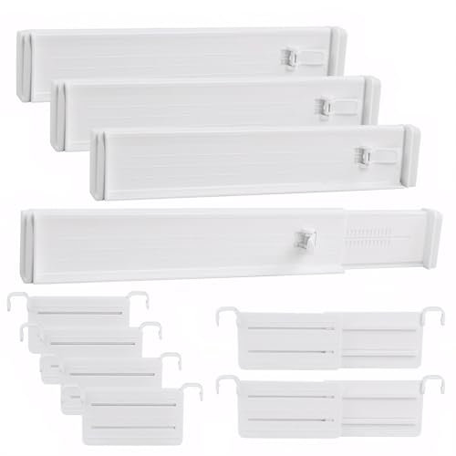 YILANJIN 4 Pieces Adjustable Drawer Dividers Organizers Height 2.5 13-23 Silverware Utensil Separator Drawers for Kitchen Bedroom Chest