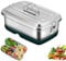 2L Stainless Steel Lunch Box, Leak Proof Lid Bento Boxes with Lock Clip,Metal Lunch Box Portable Food Containers with Two Layers 3 Compartments, Bpa Free Lunchbox for Salads,Snacks,School,Work,Camping