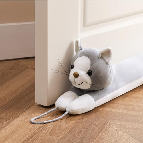 HBselect Bouchon de Fente de Porte, Fond de Joint carré, Bouchon de Pare - Brise Contre l'aspiration et Le Bruit pour Porte et Fenêtre Chat Gris 91 cm