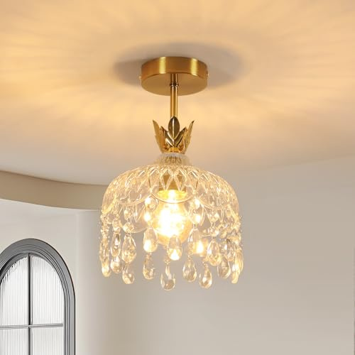 Comely Moderner Kristall Kronleuchter, Deckenleuchte Gold mit E27 Fassung