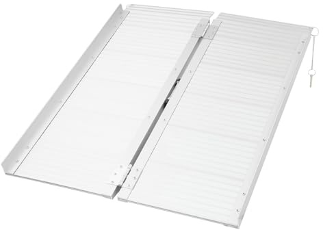 Rollstuhlrampe, 3FT Silver Klappbare Rampe für Rollstühle bis 300kg, Tragbare Aluminiumrampe rutschfeste für Treppen Stufen Türen Eingänge