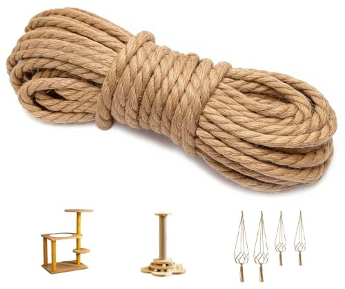 Ezitruz Juteseil 10 mm, 12 M Juteschnur, Natur Tau Seil Kordel, Jutekordel Robustes Bastelschnur Reißfestes Hanfseil für DIY Dekoration Garten Schiffstau Katzenkratzer Bindung Verpackung