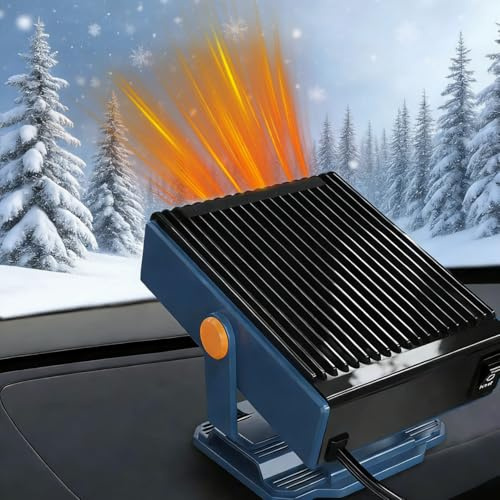 Bluessiery Auto Heizung, 12V 150W Tragbare Auto-Heizung 2 in 1 Heizung Kühlung mit 360° Drehung Windschutzscheiben Defroster für Alle Autos
