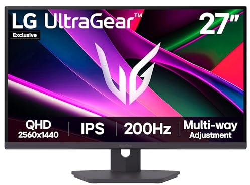LG UltraGear G6 27G61ZA Gaming Monitor (Excl.)- QHD 1440p IPS 27 Inch, 200Hz, 1ms GtG, FreeSync Premium, Multi Adjustable display, HDR 400, HDMI, DP1.4(DSC), Black