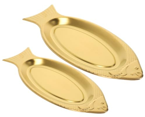 jojofuny 2 Platos Forma de Pescado de Acero Inoxidable Plata, Diseño Elegante y Superficie Lisa, Ideales para Servir en Fiestas y Bodas, Fáciles de Limpiar y Decorativos
