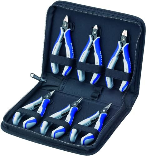 KNIPEX Elektronikzangen-Set mit Werkzeugen für Arbeiten an elektronischen Bauteilen 6-teilig 215 mm, 00 20 16 P