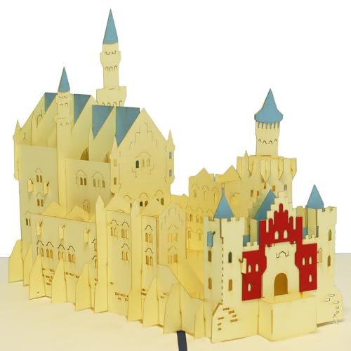 LINPopUp®, LIN17433, Pop Up Karte, Pop Up Karte Bayern, Grußkarte 3D Schloss Neuschwanstein, Reisegutschein Souvenir Urlaub Bayern Germany, Schloss Neuschwanstein, N175