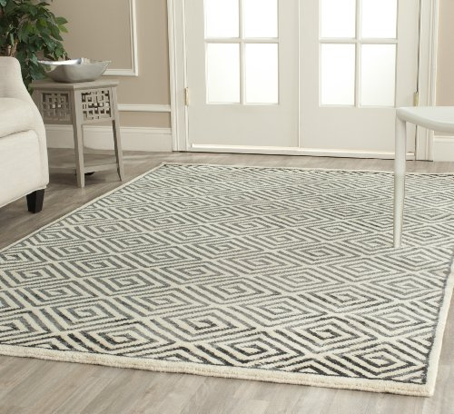 SAFAVIEH Traditionell Teppich für Wohnzimmer, Esszimmer, Schlafzimmer - Mosaic Collection, Kurzer Flor, Elfenbein und Grau, 122 X 183 cm