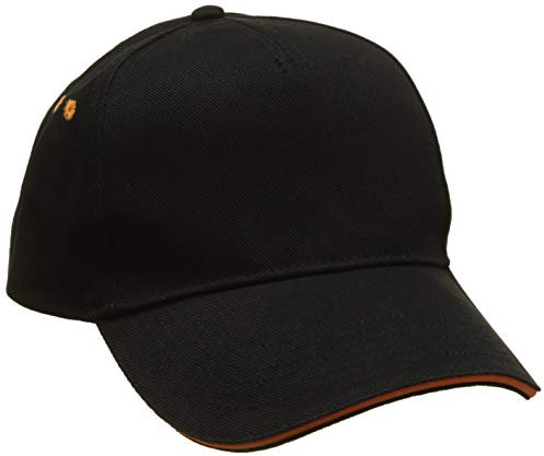 Beechfield B015CBLK-ORA Ultimate 5-Panel Sandwich Peak Mütze, schwarz, Einheitsgröße