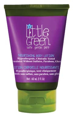 Little Green - Crema corporal hidratante - body lotion 60 ml tamaño viaje para niños sin sulfatos, parabenos ni gluten | producto vegano sin aromas añadidos