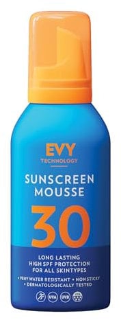 EVY Mousse Solaire Sport SPF30 pour l'Extérieur - extrêmement résistante à la transpiration et à l'eau, protection solaire à action prolongée et nourrissante