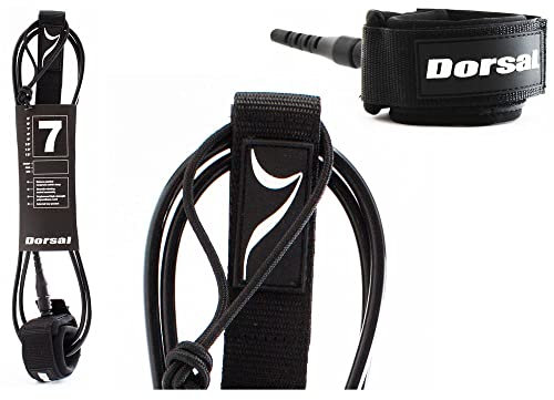 DORSAL Surf Leash for Surfboard Longboard SUP Leg Rope 7' Black