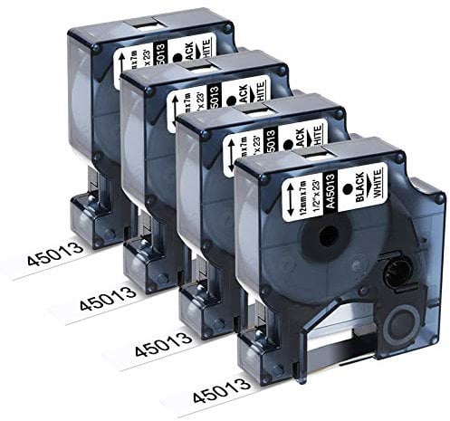 4 x Upwinning A45013 45013s 45013 Black White als Ersatz für Dymo D1 Etikettenband 12mm x 7m S0720530 Schwarz auf Weiß für Dymo LabelManager 160 120 150 200 210D 280 360D 420P 500TS PnP