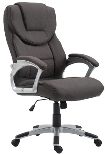 CLP Bürostuhl Texas I mit Stoff-Bezug und Wippmechanik I Schreibtischstuhl drehbar und höhenverstellbar, Farbe:dunkelgrau
