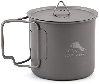 TOAKS Tazza/Vaso da Campeggio Portatile Ultraleggero in Titanio (375 ml con Coperchio[CUP-375-C])