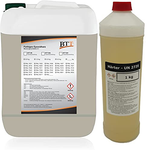 BTT-BA Epoxidharz Bodenbeschichtung RAL 7032 für 100m² Außen Fliesenlack Betonfarbe Estrichfarbe Balkonfarbe Betonplattenfarbe Terrassenfarbe Gehwegfarbe Gießharz Epoxy