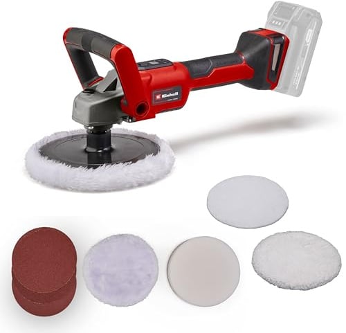 Einhell 2093320 CE-CP 18/180 Li E-Solo Akku-Polier- / Schleifmaschine + Polierhauben passend für CE-CB 18/254 Li, CC-PO 90 und BT-PO 90