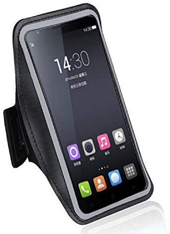 DFV mobile - Armbandtasche Sport Armband Berufsausrüstung Wasserabweisende aus Neopren Premium für LG Q70 (2019) - Schwarz