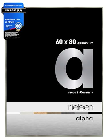nielsen Aluminium Bilderrahmen Alpha, 60 x 80 cm, Grau | Aluminium Posterrahmen im Hoch- & Querformat zum Aufhängen Grau gebürstet Echtglas