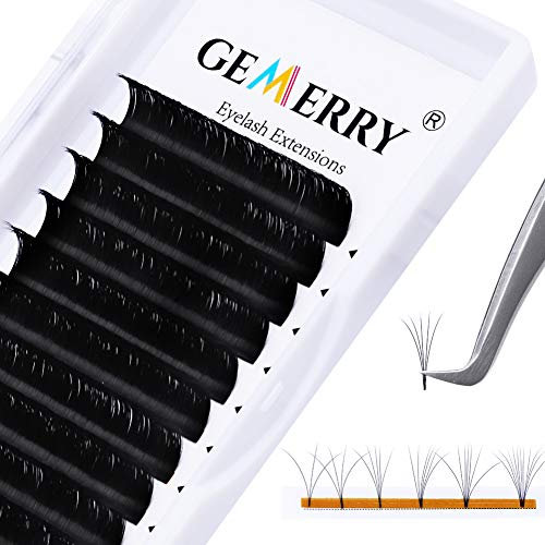 Easy Fan Lash Extensions 0.05mm 12mm D curl Russian Volume Noir Lash Tray Automatic Flowering Blooming Self Fanning Lashes 3D 4D 5D 6D 8D Long Individual Volume Lashes Gemerry Lash(0.05-d curl-12mm)