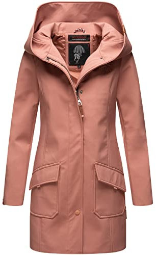 MARIKOO Damen Übergangsjacke Softshellmantel wasserdicht atmungsaktiv mit Kapuze Mayleen Terracotta Gr. 3XL