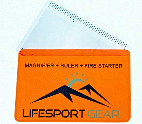 Lifesport Gear Fresnel-Linse Taschenlupe, Kreditkarten-Brieftasche, Größe 6 Stück, tragbares Lineal und Notfall-Solar-Feuerstarter, kompakte Lupe für Zuhause, Büro, Überlebenstraining, Bushcraft