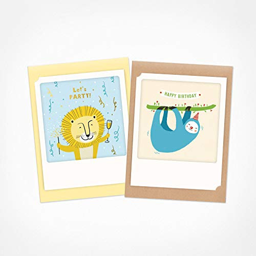 PICKMOTION - Tiere 2 | 2er Set kleine Klappkarten | Grußkarten - inklusive Umschlag, Bilder von Instagram Fotografen mit handgefertigten Illustrationen, designed in Berlin - Geburtstagskarten