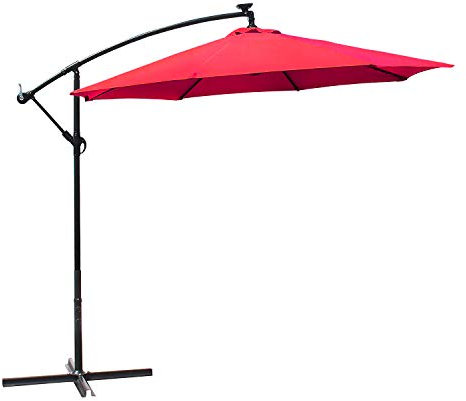 M-TOP Sonnenschirm Gartenschirm Ampelschirm Platten 3M Gestell Aluminium/Stahl, Bespannung Polyester mit UV Schutz 50+, Neigbar für Garten, Pool, Rasen und Garten