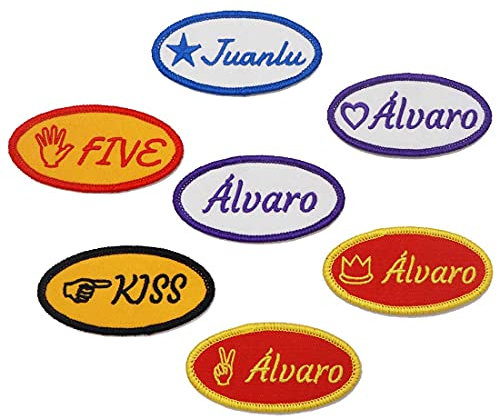 2 Piezas Hecho de Encargo Oval Nombre Etiqueta Parche Personalizado Bordado Nombre Etiqueta Parche con Gancho y Bucle, Para Mochilas Camisa de Trabajo Uniforme