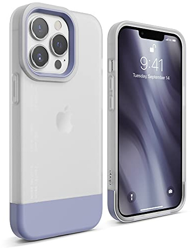 elago Glide Hülle für iPhone 13 Pro | transparentes Design, kratzfest, stoßfest (Mattiert-Klar/Violett)