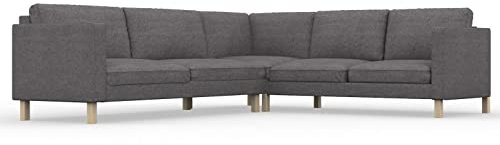 COMFORTLY Ecksofa 3+2/2+3 Schonbezug, handgefertigt, kompatibel mit Karlstad-Ecksofa, nur Bezüge (Krone – Dunkelgrau)