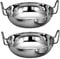 NOBEL Set of 2 Stainless Steel - Food Table Deep Serving Bowls with Handle Balti Karahi ,Kadai, ideal for Curry, Rice, Parties (18 cm Diameter.), Silver