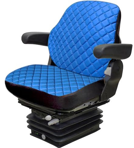Binbir Trend Strapazierfähiger Traktorsitzbezug für Schranktraktoren ohne Kopfstütze, Gabelstapler-Sitzbezug, Camuflage Muster, 8 Farben (blaues Leder Kapitone), C2T-100