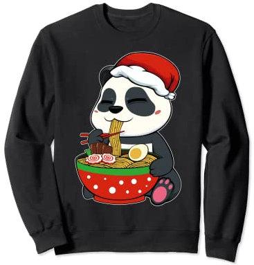 Panda Eating Ramen Christmas Pajama Animal Japanese Food Sweatshirt