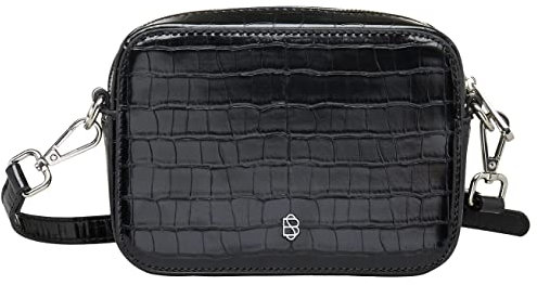 Becksöndergaard Handtasche Damen - Croc Minnie Bag in Schwarz (Black) - kleine Umhängetasche/Casette Bag 100% PU - B:17 x H:12 cm