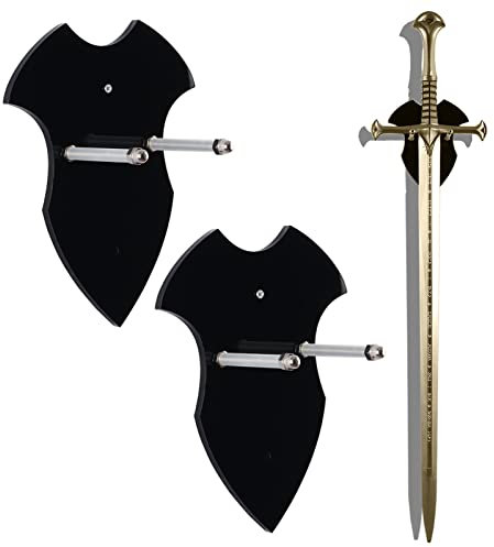 Schwerthalter, Schwert-Wandhalterung, Axthalter, Schwertaufhänger für Wand, Schwerthalter, Axt, vertikale Anzeige und Dekoration (schwarz, 2 Stück)