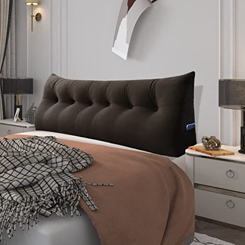 BNCKTRD Kopfende Großes Rückenkissen Bequemes Lesekissen und Rückenteil im Bett Rückenlehne Kopfkissen Langes XXL Kissen für Sofa, Couch, Wandkissen Polster Samt Braun 180cm