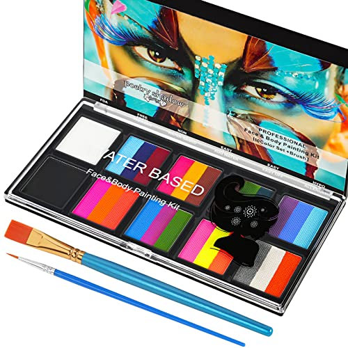 LOPHE Pintacaras Infantil, 26 Colores Pintura Cara Niños Hipoalergenica con 2 Pinceles, Seguridad Pintura Facial y Corporal para Maquillaje Infantil, Pinturas Niños Halloween Festival Carnaval