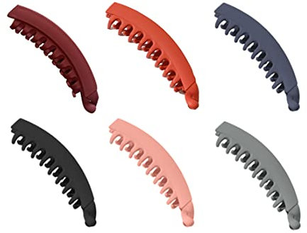 Tadipri 6 stück große Bananenclips Bunte Bananen-Haarspangen für dickes Haar, rutschfeste Pferdeschwanz-Clips für Frauen und Mädchen/Blau, Schwarz, Weinrot, Orange, Pink, Grau