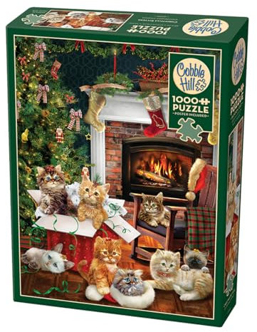 Cobble Hill 1000 Teile Puzzle Weihnachtskätzchen, Probeposter inklusive, Deluxe