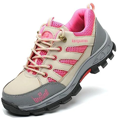 AUXDIQ Scarpe da Lavoro Donna Leggere Scarpe Antinfortunistica con Punta in Acciaio Antiscivolo Sportive Sicurezza Scarpe, Rosa, 33 EU