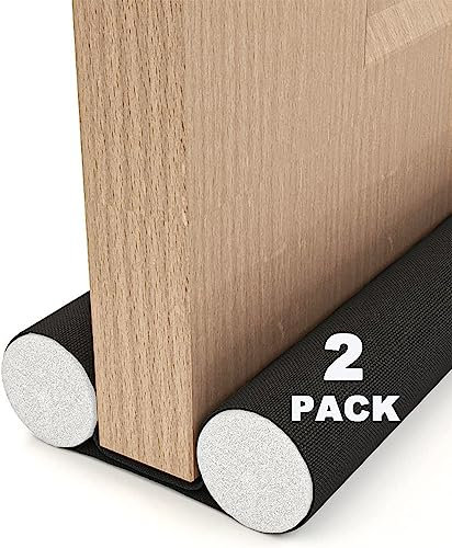 Deux Pièces 93cm Boudin de Porte Isolant Froid, HASA zone Boudin de Porte Double avec Tissu Oxford Imperméable, Boudin Porte Isolation pour Intérieur,Noir